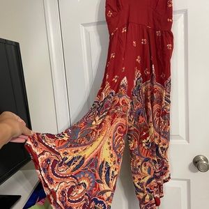 Red boho jumpsuit